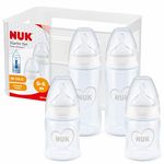 NUK First Choice+ Baby Bottles Starter Set | 0-6 Months | Orthodontic Silicone Teat | 4 x Anti Colic Bottles & Bottle Crate | BPA-Free | 5 Count