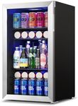 Yeego 3.35 Cu.Ft Beverage Refrigerator, 140 Cans Mini Fridge Cooler with Glass Door, Small Beer Cooler for Soda Water Wine for Home Office Bar