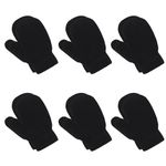 Peecabe Toddler Mittens Baby Boys Knitted Gloves Kids Stretch Mittens Soft Toddler Gloves For Girls Fall Winter Fall Winter (Pure Black 6-Pack, 1-4T)