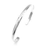 Genuine 925 Sterling Silver Personalised D Shaped Cuff Bangle Bracelet/Gifts Ideas For Him and Her/Solid Inside/Free Engraving/Quality Handmade Silver - KIMNKIM A8