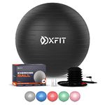 OXFIT Exercise Ball - Anti-Burst, Multi Size, Yoga Ball with Foot Pump - Gym Ball for Fitness, Pilates, Pregnancy, Labour, Birthing Ball, Swiss Ball – multiple colours (60-65cm (M), Black)