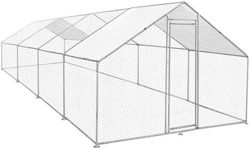 Walk In Chicken Run Cage Coop 3m x 8m x 2m Galvanised Steel Dog Pen House Kennel Hutch Large Metal Enclosure Rabbits Ducks Poultry Roof Cover Shelter Pets Outdoor Backyard Farm Animal FREE Feed Scoop