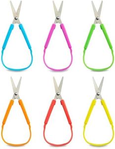 Special Supplies Mini Loop Scissors for Children and Teens and 5.5" Inches (6-Pack) Colorful Looped, Adaptive Design, Right and Lefty Support, Small, Easy-Open Squeeze Handles, For Special Needs