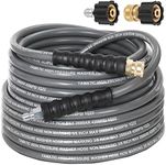 YAMATIC Non Marking 3/8" 4200 PSI Pressure Washer Hose 50 FT for Hot/Cold Water Rubber Wire Braided, Kink Resistant Swivel 3/8" Quick Connection Industry Grade for Power Washer, Super Wear Resistant