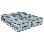 Kuber Industries (Pack of 6) Storage Box | Wardrobe Organizer | Foldable Storage Organizer with Transparent Window | Closet Drawer Organizer for Saree, Shirts, Blankets, Books & Toys | Grey