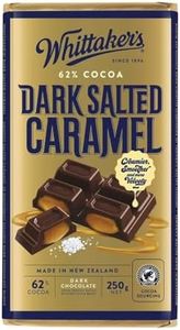 Whittaker's Dark Salted Caramel Block - Finest Dark Chocolate with Salted Caramel Filling, 250g- 62% Cocoa- Ethically Crafted- 100% Rainforest Alliance Certified