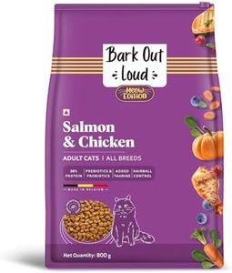 BARK OUT LOUD - Premium Cat Dry Food | Fresh Salmon & Chicken | Hairball Control | Added Taurine |Omega Fatty Acids | Probiotics -No Preservaties - Kibbles for Adult Cat 800 gm