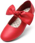 DREAM PAIRS Girls Mary Jane Dress Shoes Front Bow Ballerina Flats for Wedding, Party, Christmas,Size 1 Little Kid,Red,Angie-5