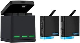 TELESIN 2-Pack Batteries and 3-Channel USB Battery Quick Charger with Type-C Cord for Go Pro Hero 8 Black, Hero 7 Black, Hero 6, Hero 5 Black, Fully Compatible with Go Pro Original Batteries