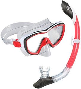 U.S. Divers 281015 Diva II Mask Island Dry Snorkel Combo, Red/White