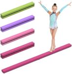 Erreyht Leather Balance Beam, Flannel Pink Gymnastics bar 2.1m/220 lbs Faux Suede, Folding Gymnastics Equipment for Birthday Gym Home Training Exercise Sports