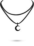 Sacina Gothic Boho Moon Necklace, Moon Necklaces for Women, Layered Black Crescent Moon Necklace, Gothic Necklace, Boho Necklace, Christmas New Year Jewelry Gift for Women, Zinc, No Gemstone