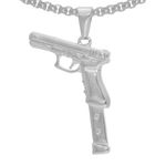 Edgda Mens Womens Punk Rock Stainless Steel Gun Pendant Cool Pistol Necklace, Stainless Steel, No Gemstone