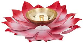 Amazon Brand - Solimo Brass Diya for Puja - Lotus Oil Lamp for Decoration (Set of 2)