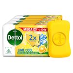 Dettol Lime Cool Bathing Soap Bar with 2x Menthol (400gm) | Long Lasting Freshness, 100gm Pack of 4