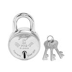 Godrej Locks I Ace Pro 6 Levers 52mm Round Padlock I 3Keys I for aldrops, Lockers, toolboxes, Industrial lockers, Cycle Cable Ends, Collapsible Grills, Wooden cupboards, suitcases I Silver Finish