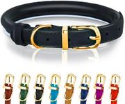 OOPSDOGGY Reflective Rolled Leather Dog Collar for Large Dogs, Adjustable Soft Padded Pet Collar for Large Breed Dogs (L, 14"-18", Black)