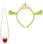 Shrek Fiona Ogre Crown Ears Headband and Heart Necklace Set