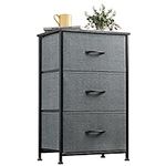 WLIVE Nightstand with 3 Drawers, Fa