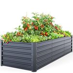 Ohuhu Metal Raised Garden Bed 8x3x1.9 FT, Raised Garden Bed Kit Reinforced Rustproof Colored Steel Planter Boxes Heavy Duty Raised Garden Boxes for Vegetables Planting, Herbs Succulents