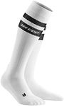 Women's Athletic Compression Run Socks - CEP Tall Socks for Performance, Womens, WP40V, White/Black 80's, III