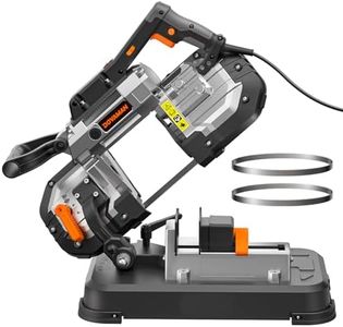 DOVAMAN Portable Bandsaw, 10A 5 Inch Cutting Capacity Handheld Corded Band Saw, 6-Speed 0°- 45° Adjustable Angle Band Saws, For Woodworking For Cutting Metal, Includes 2 Saw Blades