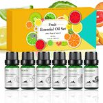 Fruity Essential Oil Set Mumianhua Fruit Scented Oil Fragrance Oils for Diffusers Aromatherapy, Humidifier, Candle Making-Fig, Peach, Watermelon, Mango, Pineapple, Coconut 6x10 ml