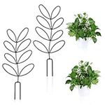 2pcs Trellis for Plants, Small Metal Leaf Shaped Plant Trellis Indoor House Plant Trellises Climbing Plants Trellis for Potted Plants Houseplants Decoration (Black)