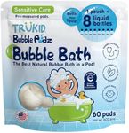TruKid Bubble Podz Bubble Bath for Baby & Kids, NEA-Accepted for Eczema, Gentle Refreshing Colloidal Oatmeal Bath Bomb for Sensitive Skin, pH Balance 7 for Eye Sensitivity, Unscented (60 Podz)
