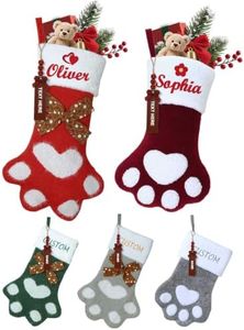 Custom4U Personalized Christmas Stockings Custom with Name Pet Cat Stocking Christmas Paw Shape Large Fireplace Family Holiday Party Xmas Decorations 6PC