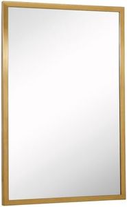 Hamilton Hills 24x36 inch Brushed Gold Metal Frame Full Length Mirror | Commercial Industrial Contemporary Rectangle Mirrors | Wall Mounted Mirror for Bathroom Vanity | Hangs Horizontal & Vertical