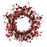 Nearly Natural 4813 Plum Blossom Wreath, 24-Inch, Red