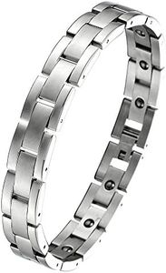 COOLSTEELANDBEYOND Eterno Terapia Pulsera de Hombre, Brazalete Magnetico, Acero Inoxidable, Link, Brazalete, con Imanes