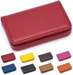 Padike Business Name Card Holder Luxury PU Leather,Business Name Card Holder Wallet Credit card ID Case/Holder For Men & Women - Keep Your Business Cards Clean(Red)