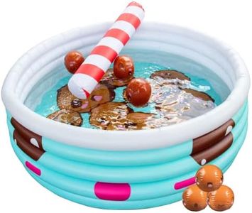 SCS Direct Large Inflatable Kiddie Swimming Pool- Bonus Mini Beach Balls & Pool Noodle Toy- XL Measures 5.5 FT- Cute Design Thick Durable PVC- Family Baby Kids & Adults- Summer Ball Pit Fun, Gift