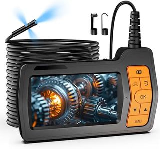 Kriogor Endoscopio Industrial de Triple Lente, Cable de 15m de Serpiente Flexible con 8 más 2 Luces LED, 5" Pantalla IPS Cámara de Inspección, 1080P Cámara Inspección Tuberias para Auto, Fontanería