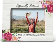 FONDCANYON Officially Retired Floral Picture Photo Frame,Retirement Gifts Picture Frames,Retirement Gifts for Coworkers Boss Women Men Mom Nurses,Farewell Going Away Gifts (4x6 Inch Photo)