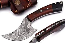 Grace Knives Handmade Damascus Steel Skinning Knife Fixed Blade Hunting Knife 7.5 Inches with Leather Sheath G 2016