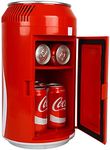 Coca Cola Coke Mini Fridge For Bedrooms 5.4L Cool Box 8 Can Table Top Mini Fridges For Snacks Lunch Food Drinks Beverages RV Camping Car & Travel 12v Portable Personal Cooler Red