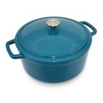 MINLUFUL Cast Iron Dutch Oven with Lid - 7 Quart Large Dutch Oven Pot for Bread Baking Stewing and Boiling with Non-Stick Enamel, Stove and Oven Safe, Turquoise