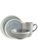 16 Piece Dinner Set, Fairmont & Main Elements Sky, Stoneware, Sky Blue, Dishwasher Microwave Oven Safe