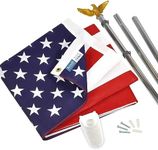 Annin Flagmakers Model# 11325 American Flag and Flagpole Set - 6 ft. 3 Section Aluminum Pole with US Flag 3x5 ft, U.S. Flag Kit