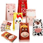 Dianelhall 30 Pack Goodie Bags for Birthday Party Supplies Animal Party Favor Bags Treat Bags Candy Barnyard Gift Bags for Animal Theme Birthday Party, 6 Designs(Farm)