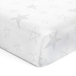 The White Cradle Flat Bed Sheet for Baby Cot & Mattress - Pure Organic Cotton - Extra Large, Super Soft & Smooth, Absorbent, Breathable Twill Fabric for Infants & Newborns - Big Stars