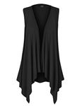 Made By Johnny Women's Lightweight Sleeveless Draped Open Cardigan, Wsk1071_black, 3X-Large