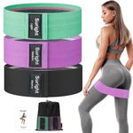 Resistance Bands, Fabric Workout Bands Set of 3 for Hips & Glutes, Non-Slip Exercise Booty Women/Men Beginners Athletes Strength Training, Yoga, Pilate, Fitness, Black, Purple, Green