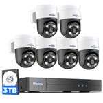 [300°Pan 90°Tilt+Human Tracking] Hiseeu 4K PoE PTZ Camera System,NVR Security Camera System w/6Pcs 5MP Wired Security Camera Outdoor&Indoor,2-Way Audio,Waterproof,7/24 Record for Home Surveillance