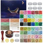 Wax Seal Stamp Kit with Gift Box,48 Color 1200 Pcs Wax Seal Beads with 2 Pcs Wax Seal Stamps, Sealing Wax Warmer, Metallic Pen and 10Pcs Tea Candles for Wedding Invitations Wrapping Christmas Letters