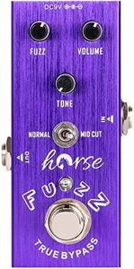 Fuzz Pedal, Horse Electric Guitar Effects Pedals Mini Single Type DC 9V True Bypass (Light Purple)