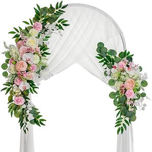 Lisuun Wedding Arch Flowers, Artificial Flowers for Decoration, Large Flower Swag for Beautiful Dream Wedding Ceremony Floral Decor - Pack of 2